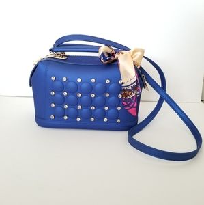 Blue Smooth Rubber Hand Bag Bling